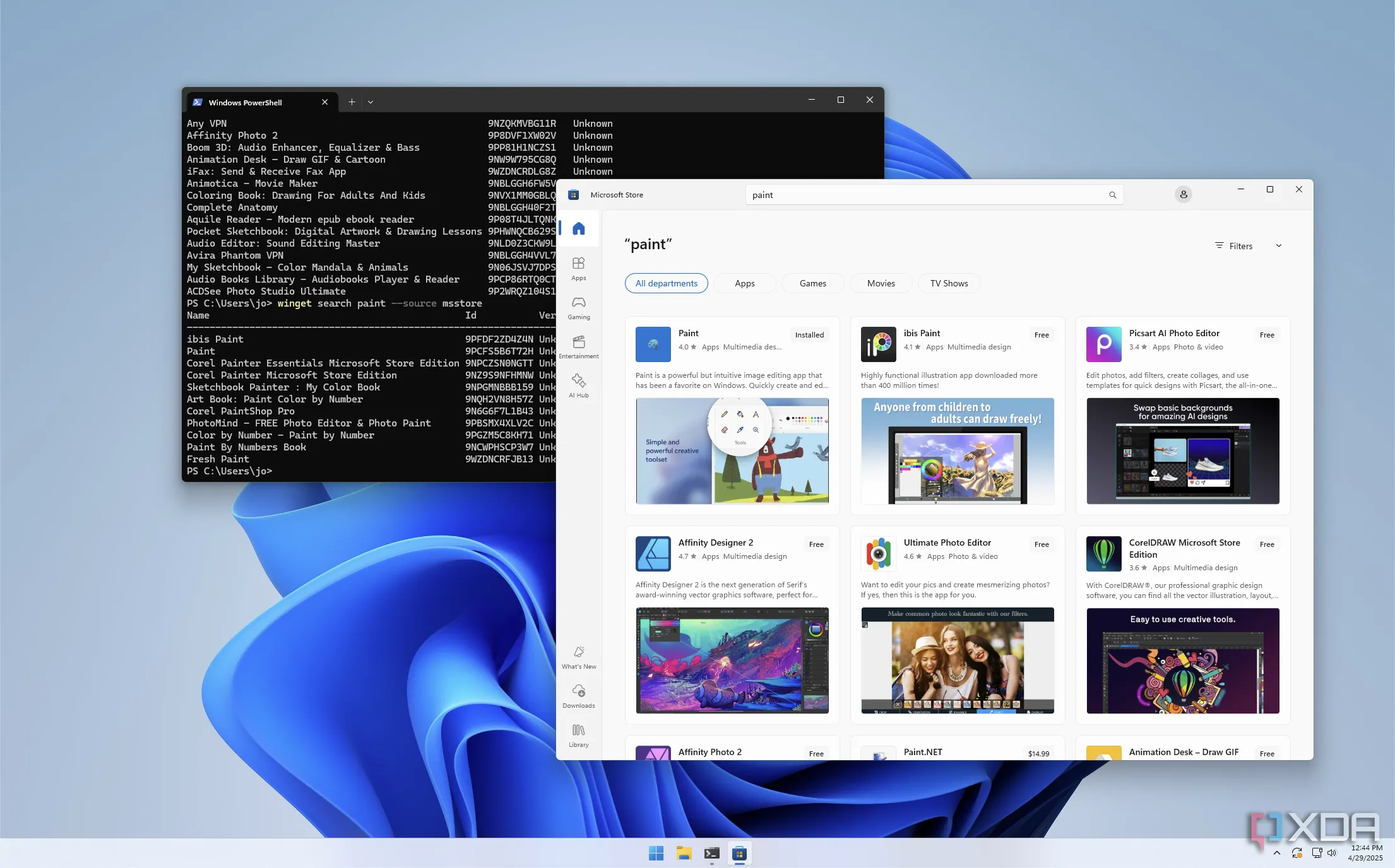 WinGet hiển thị kết quả tìm kiếm bao gồm cả ứng dụng từ Microsoft Store