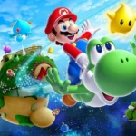 Yoshi trong Super Mario Galaxy 2 đang bay giữa không gian